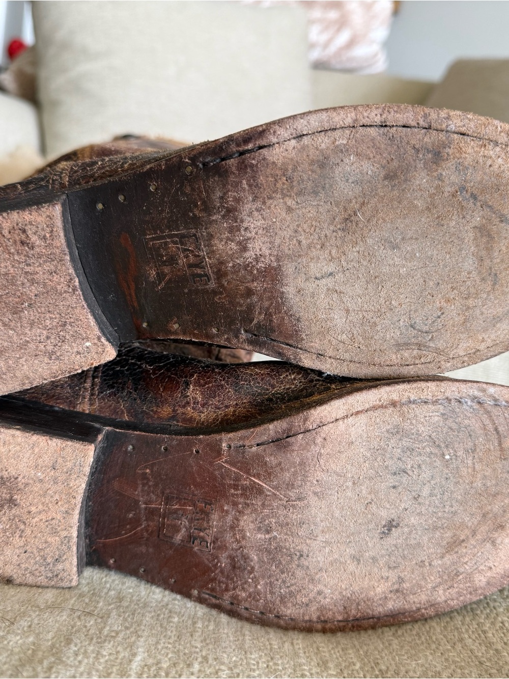 Frye Distressed Brown Leather Boots - Picture 6 of 8